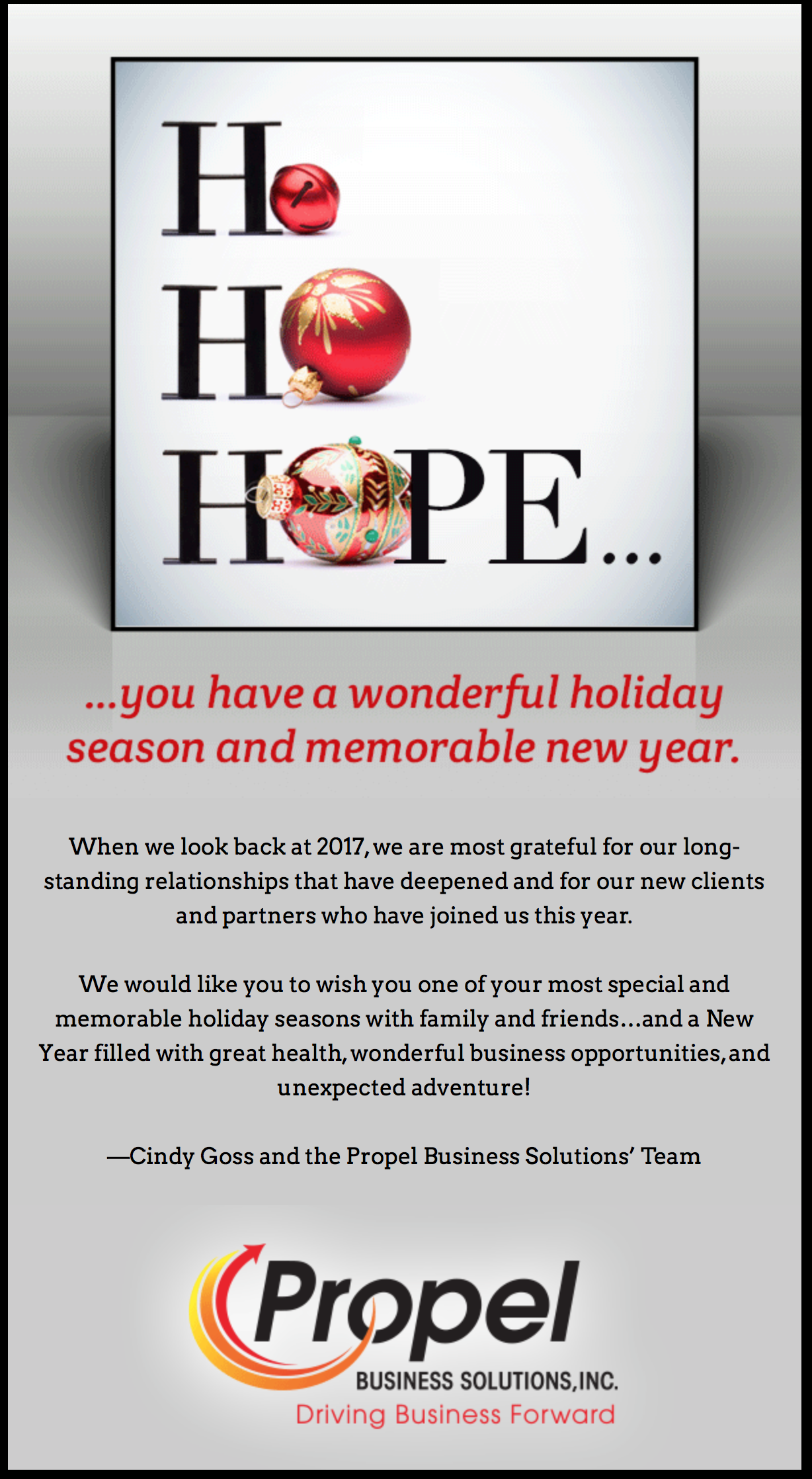Happy Holidays from Propel Business Solutions